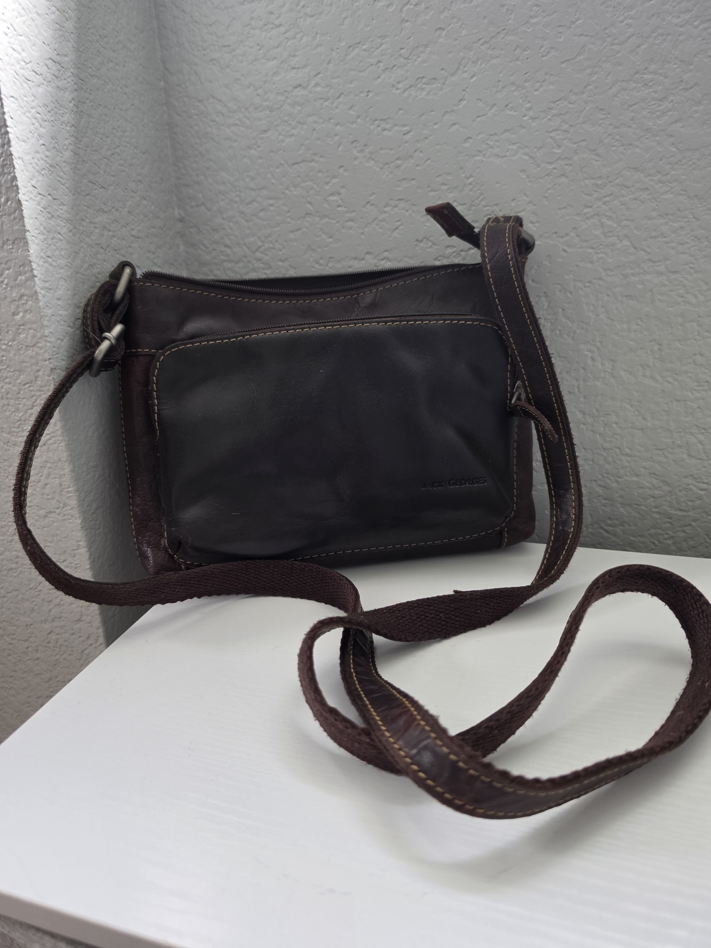 Jack George's Brown Leather Crossbody Bag